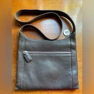 The Sak Brown Pebbled Leather Slim Shoulder Bag 10" x 7.5"